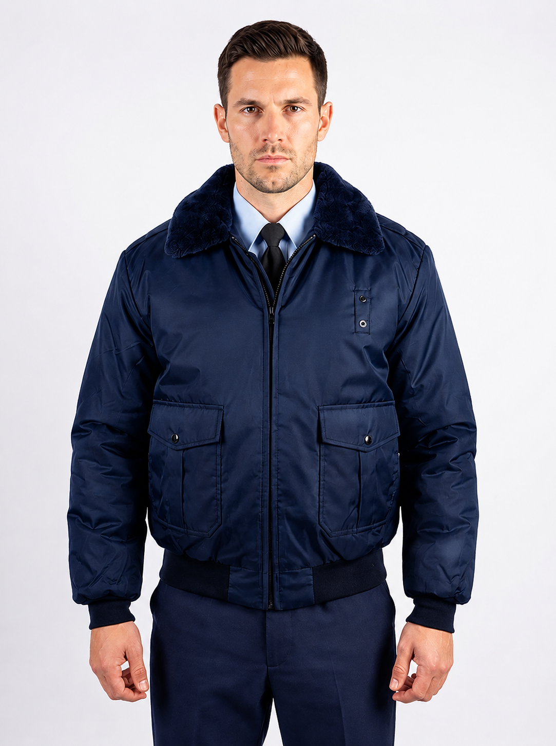 Professional Black Bomber Uniform Jacket with Insulated Lining