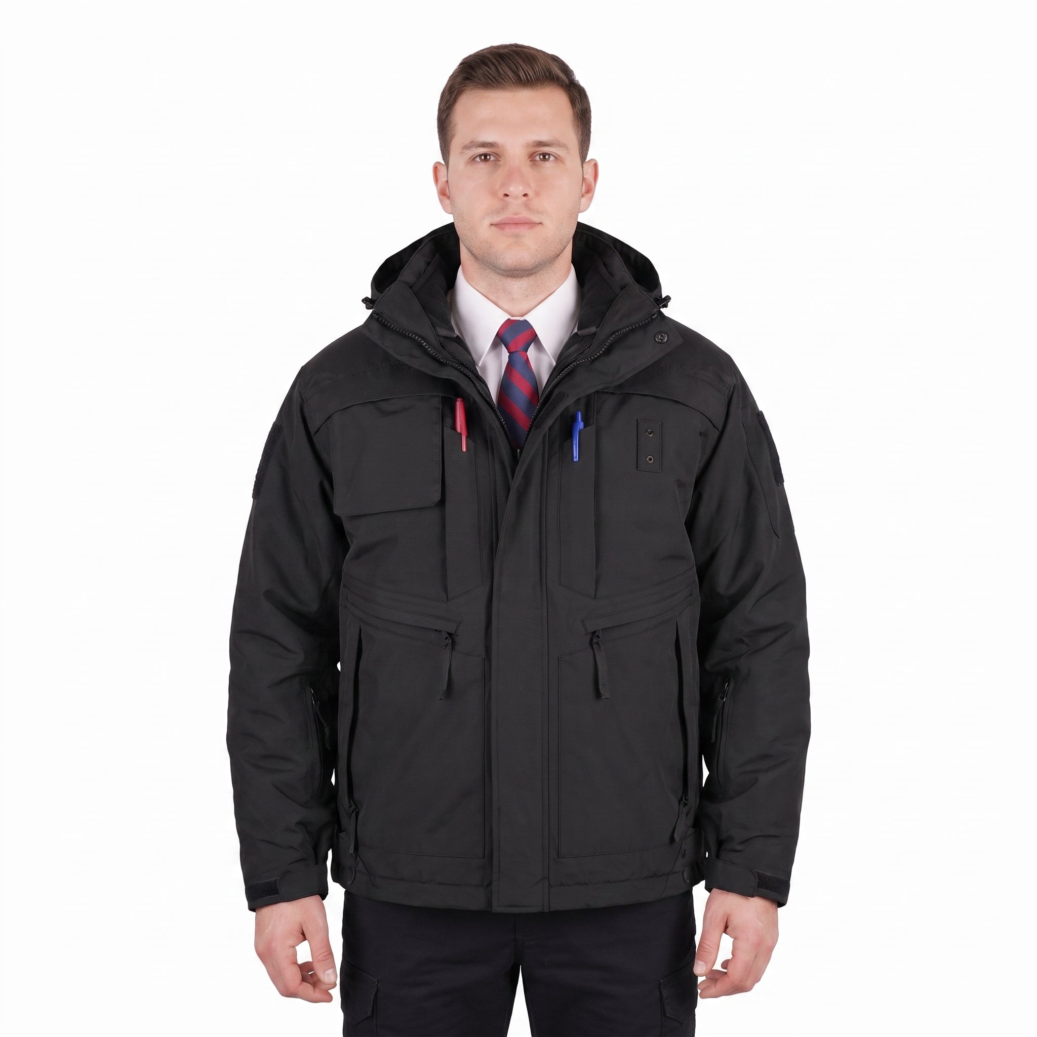 Men’s 3-in-1 Winter Duty Parka – Waterproof 100% Nylon Shell with Removable Inner Jacket, Multiple Pockets & Concealed Hood
