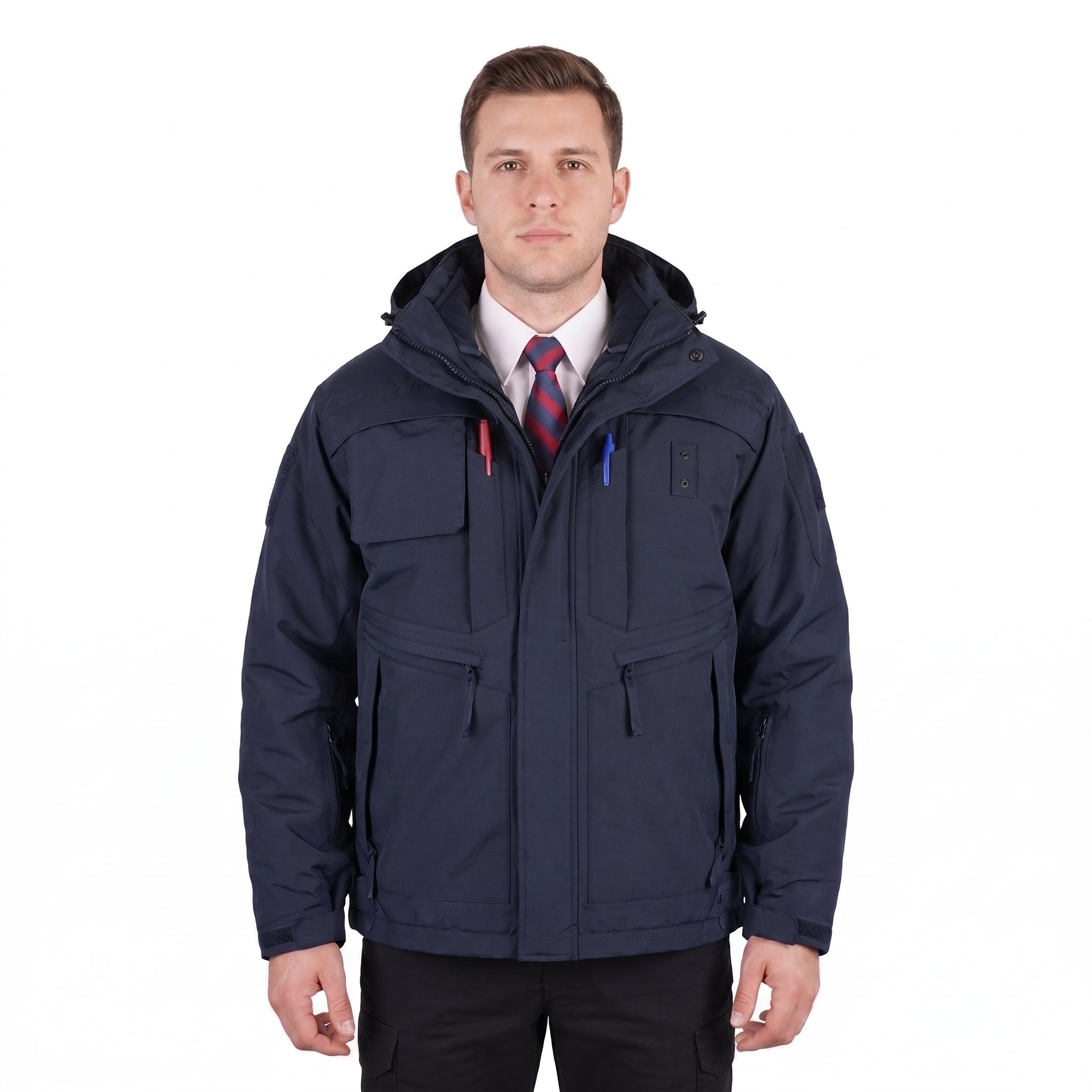 Men’s 3-in-1 Winter Duty Parka – Waterproof 100% Nylon Shell with Removable Inner Jacket, Multiple Pockets & Concealed Hood