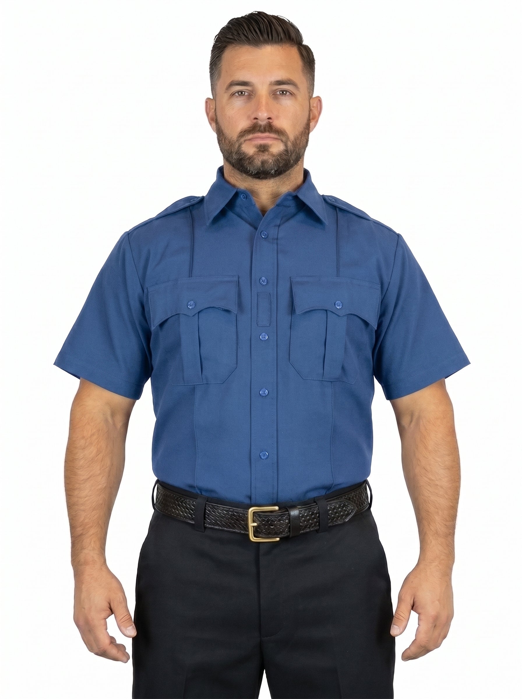 100% Polyester Short Sleeve Uniform Shirt with Hidden Zipper & 4 Pockets – Professional Duty Shirt