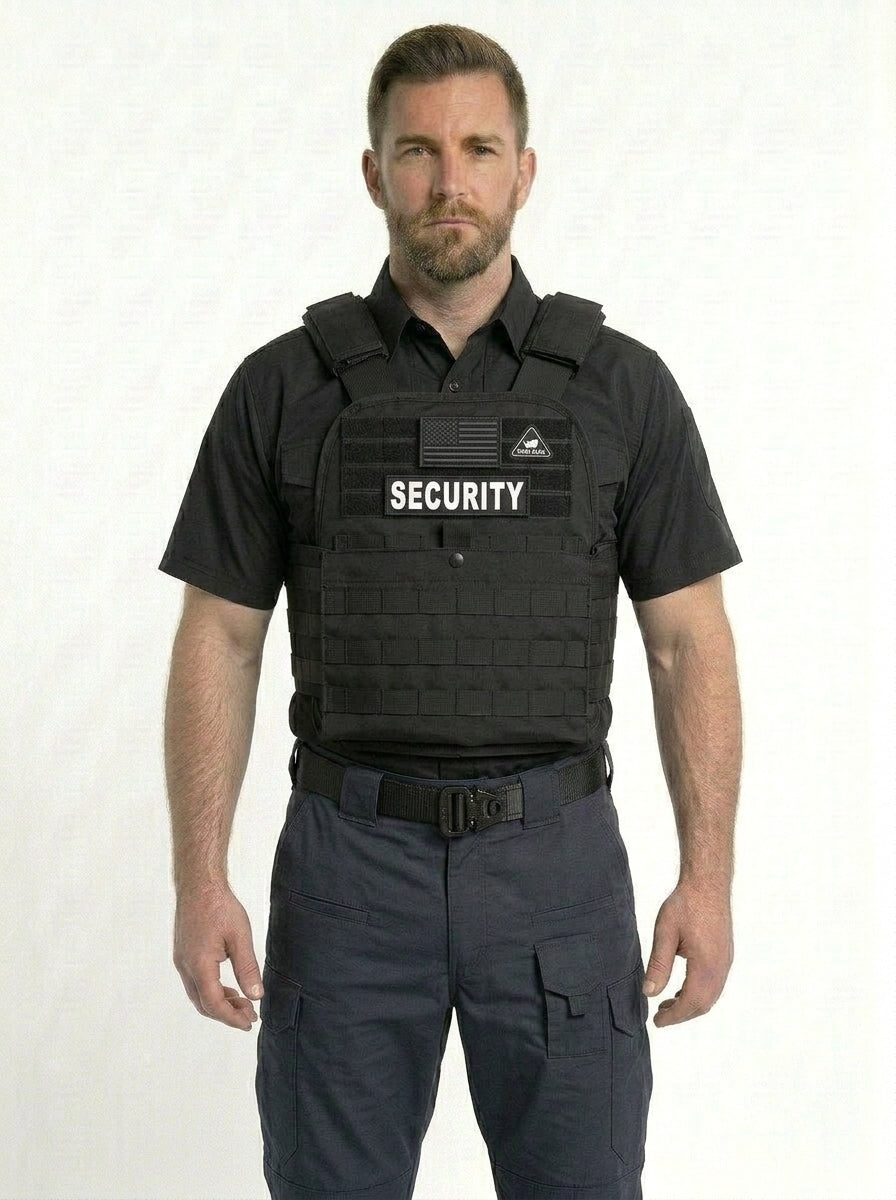 Tactical Plate Carrier Vest – Adjustable MOLLE Load Bearing Vest with Removable Cummerbund & ID Panels