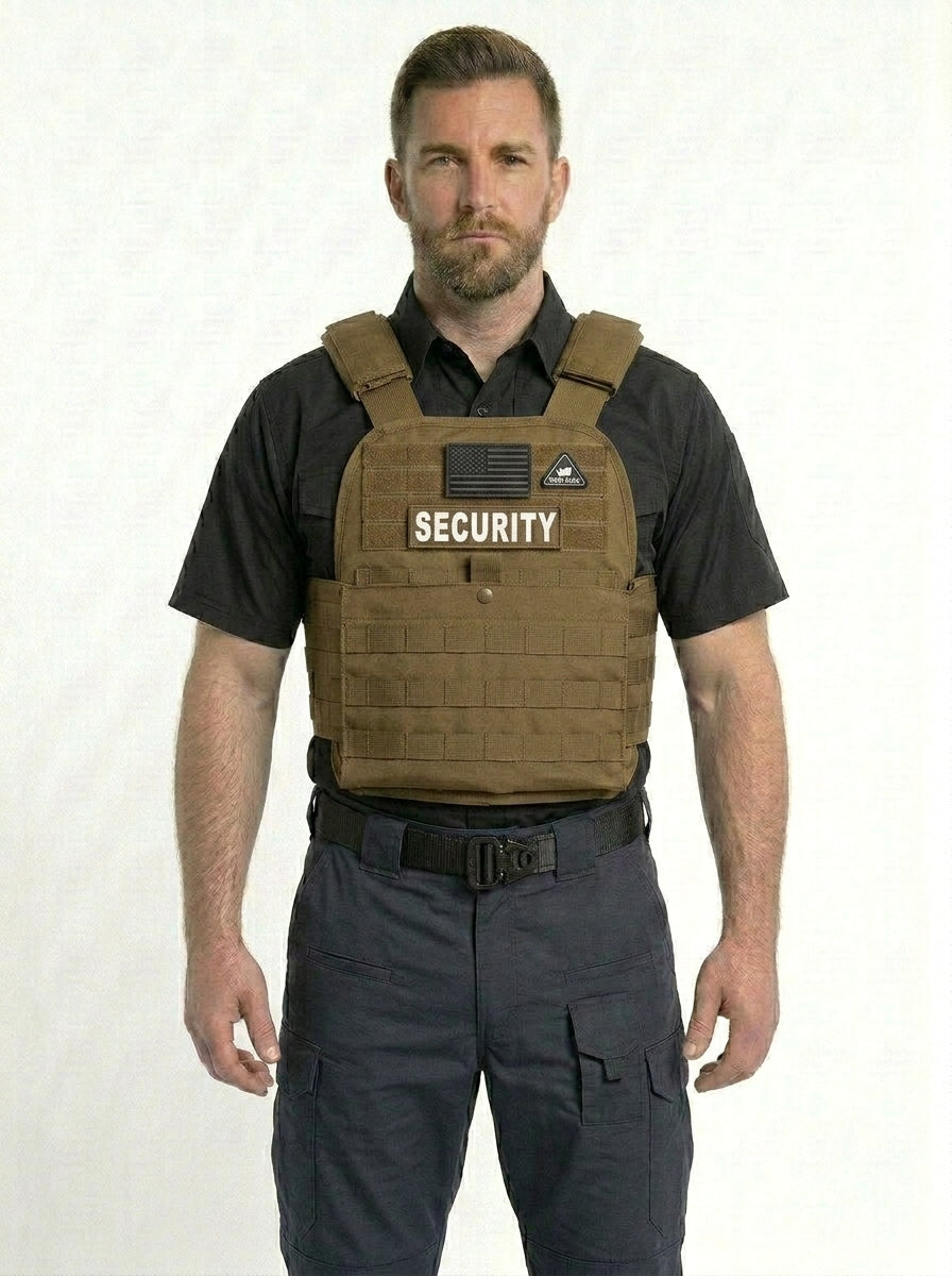 Tactical Plate Carrier Vest – Adjustable MOLLE Load Bearing Vest with Removable Cummerbund & ID Panels