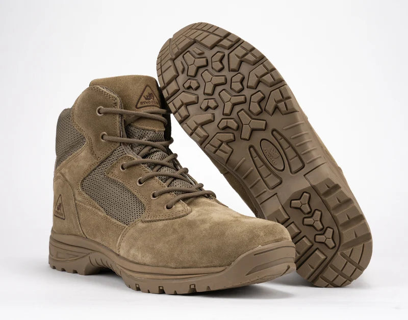 6" Tactical Combat Boots for Men – Genuine Leather & Ballistic Nylon Boots with Moisture-Wicking Lining, Side Zipper & Slip-Resistant Rubber Outsole