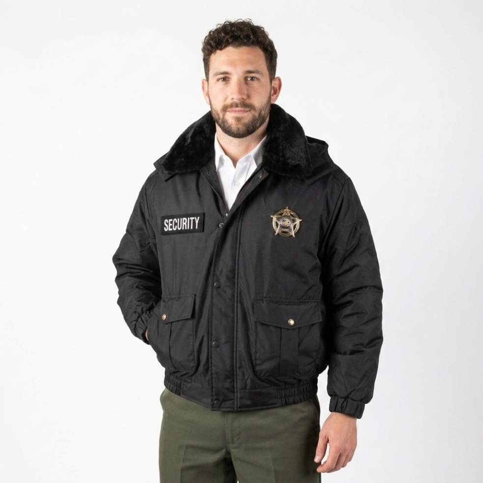 Security Bomber Jacket All Season Heavy Duty Removable Hood