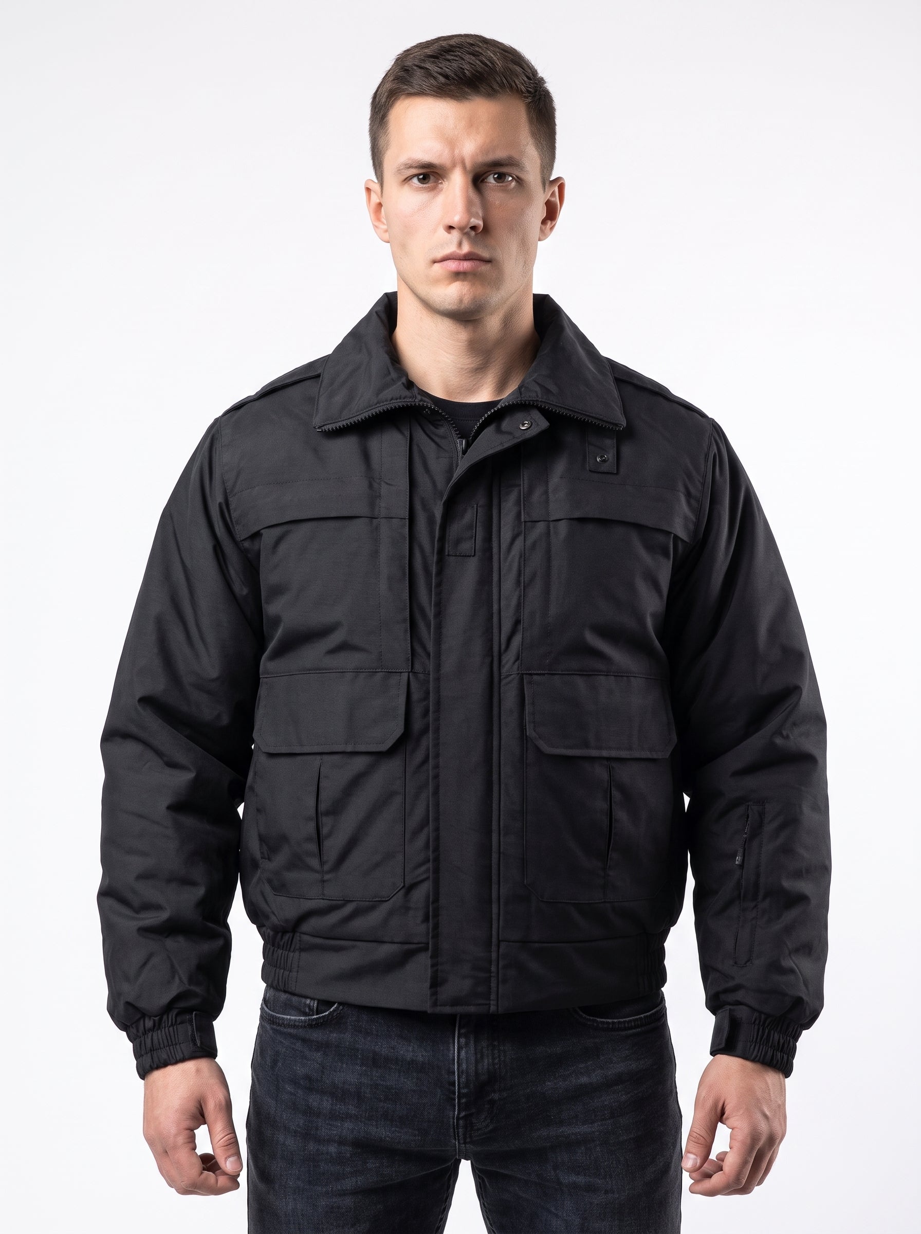 Men’s Winter Duty Jacket – Waterproof Windproof Nylon Shell with Removable Fleece Liner, Concealed Hood & Utility Pockets