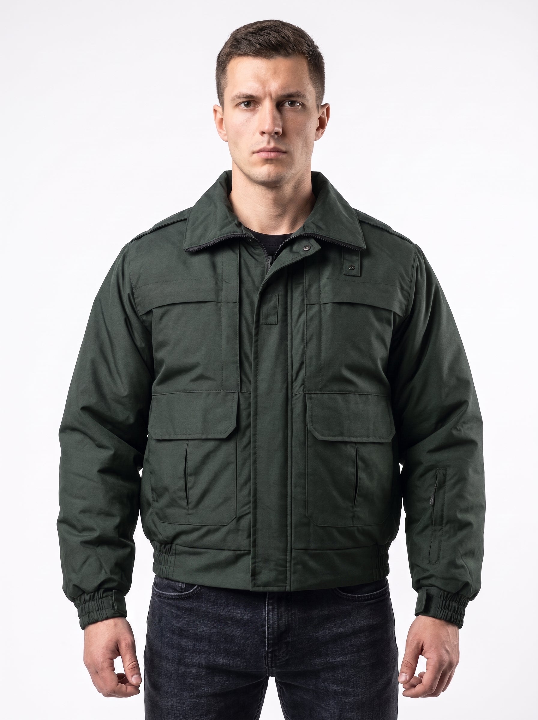 Men’s Winter Duty Jacket – Waterproof Windproof Nylon Shell with Removable Fleece Liner, Concealed Hood & Utility Pockets