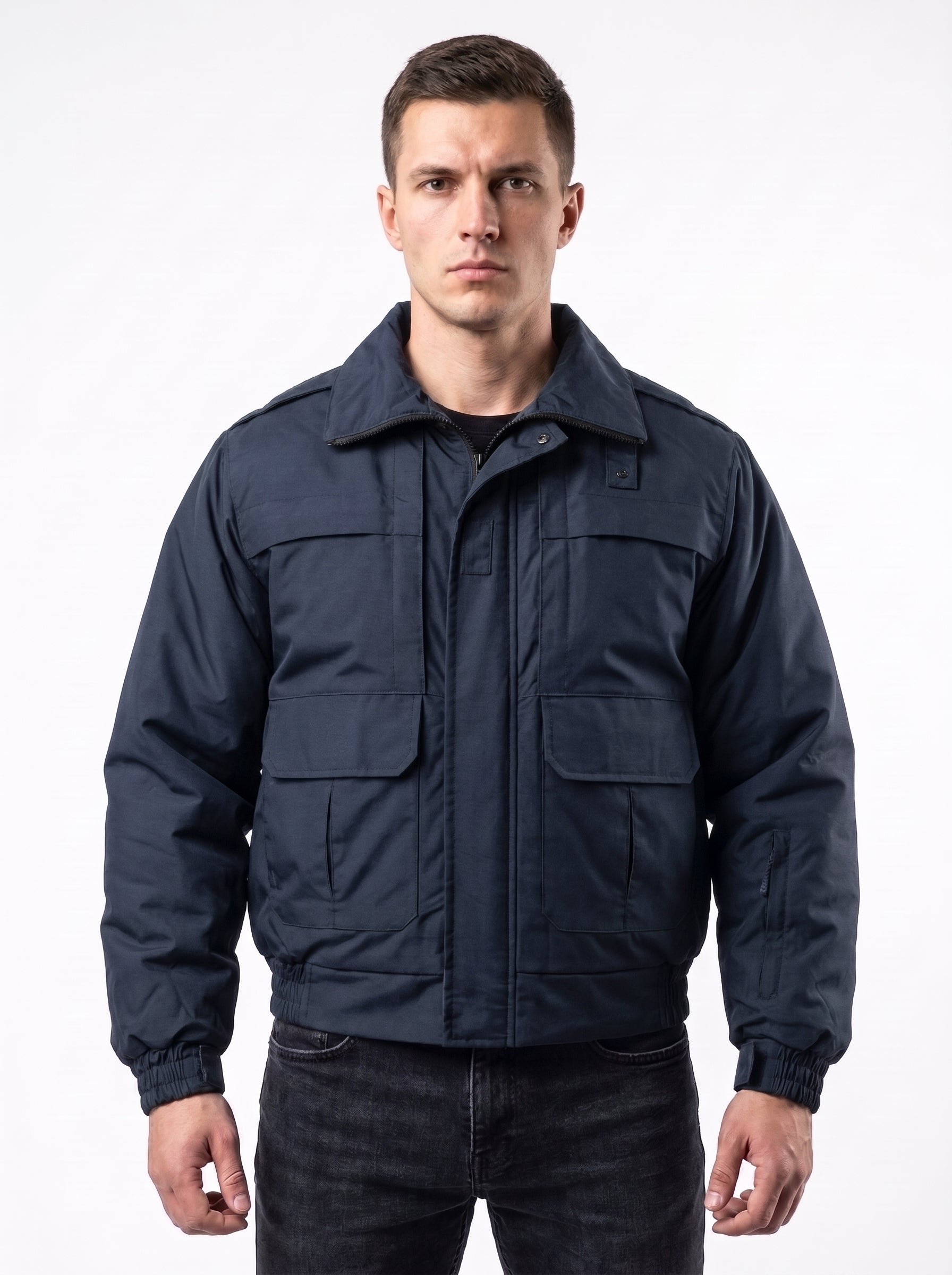 Men’s Winter Duty Jacket – Waterproof Windproof Nylon Shell with Removable Fleece Liner, Concealed Hood & Utility Pockets
