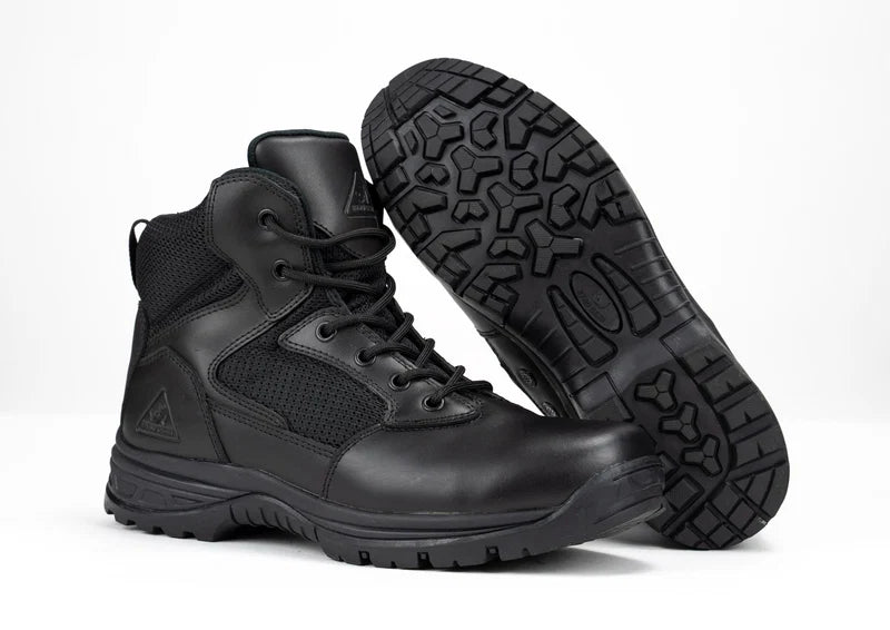 6" Tactical Combat Boots – Leather & Ballistic Nylon Side-Zip Work Boots with Slip-Resistant Outsole