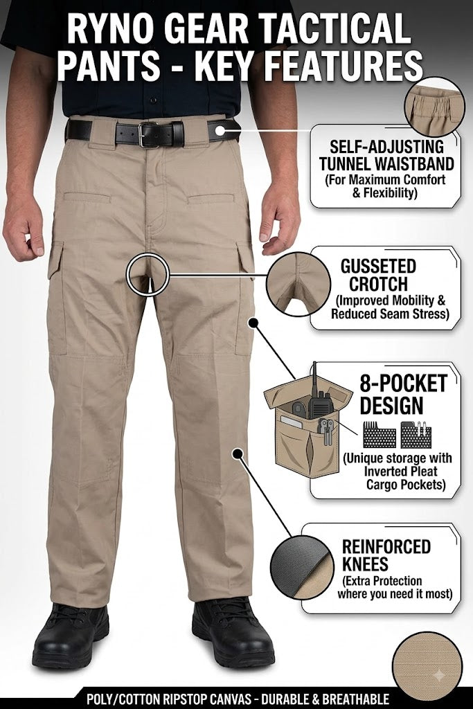 Men's Tactical Training Pants – Ripstop Performance Duty Trousers 8 Pockets