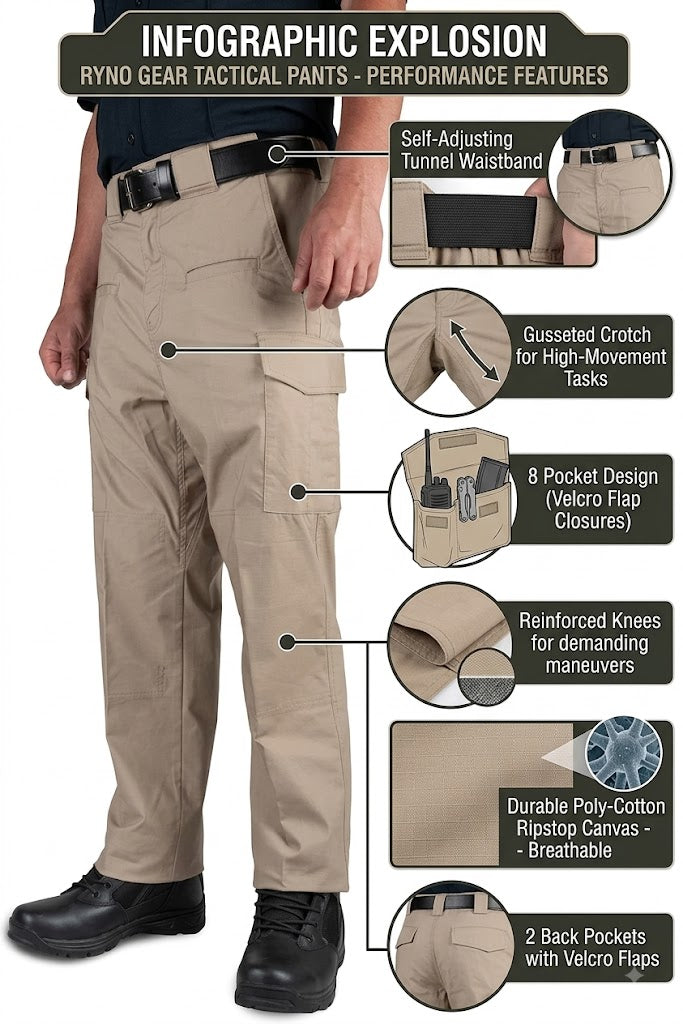 Men's Tactical Training Pants – Ripstop Performance Duty Trousers 8 Pockets